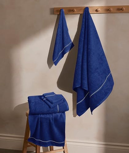 MyOwn Ultra Soft 6 Pack Cotton Towel Set, Contains 2 Bath Towels 28x55 inch, 2 Hand Towels 16x24 inch & 2 Wash Coths 12x12 inch, Ideal Everyday use, Compact & Lightweight - Navy Blue - color: Navy Blue, size: 6 Piece Set