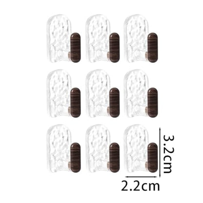 9Pcs/Set Adhesive Towel Hooks for Bathrooms, Shower, No-Drilling, Stylish Clear Wall Hooks, Stick on Towel Rack, Adhesive Hanger for Kitchen, Door, Key (Brown, 3.2x2.2cm) - color: Brown