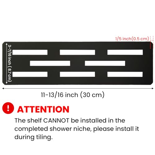 11.81 Inch Shower Niche Shelf for Prefabricated Tile Niches SUS304 Stainless Steel Shower Shelf for Tile Prefab Niche (Black) - color: Black