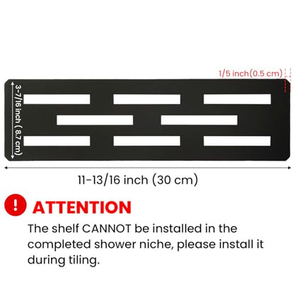 11.81 Inch Shower Niche Shelf for Prefabricated Tile Niches SUS304 Stainless Steel Shower Shelf for Tile Prefab Niche (Black) - color: Black