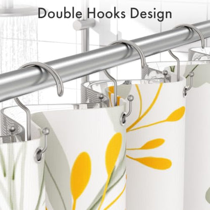 Bathway Matte Nickel Shower Curtain Hooks Ring, 12 Pcs Double Sided Shower Hooks, Rust Proof Metal Shower Hooks for Bathroom, Anti-Drop Shower Rings for Shower Curtain & Liners - color: Matte Nickel, style: Double-layer Shower Hooks