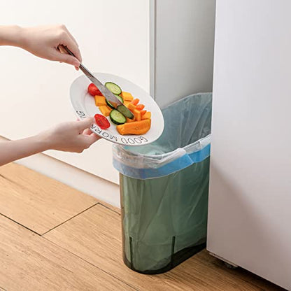 Small Trash Can Slim Garbage Can 3 Gallon Waste Basket, Clear and Green | Trash Bin Container for Bathroom, Bedroom, Living Room, Kitchen, Under Desk, Office, Colleg Dorm - color: Clear and Green