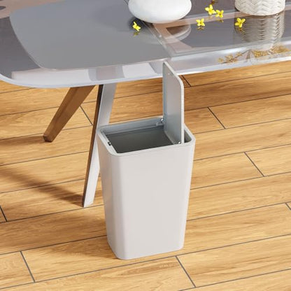 Yieach 12L Slim Bathroom Trash Can with Lid,3.17 Gallon Pet/Dog Proof Kitchen Trash Can,Rectangle Thin Garbage Can,Covered Waste Basket,Narrow Small Plastic Trashcan for Room,Bedroom,Office,Grey 3PCS - color: Gray, size: 12L - 3 PACK
