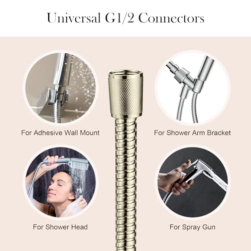 Shower Hose, 79 Inches Extra Long Stainless Steel Handheld Shower Head Hose Replacement with Brass Insert and Nut, Flexible Hose Extension for Hand Held Shower Head - color: Brushed Nickel