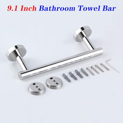 GERZ 9-Inch Bathroom Towel Bar Stainless Steel Bath Towel Rack Contemporary Style Wall Mount, Polished Finish AG1101C23-JG - color: Chrome, size: 9 Inch (Pack of 1)