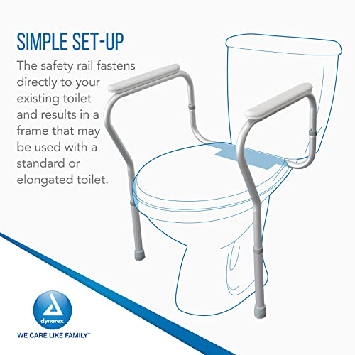 Dynarex Toilet Safety Rail Frames Your Toilet to Provide Safe Assistance is Height and Width Adjustable with a Weight Capacity of 300 pounds, Silver, 1 Adjustable Height Toilet Safety Rail