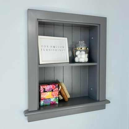 14x18 Aiden Recessed Wall Niche Medicine Cabinet Replacement, in The Wall Bathroom Cabinet Insert Shelf/Shelves, Made in North America, Real Wood, NO MDF, Beadboard, Dark Gray - color: Dark Gray, size: 14x18