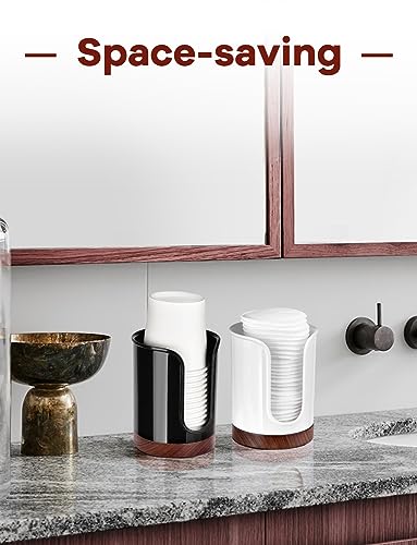 Premium Bathroom Cup Dispenser - Compact Cup Holder for Dixie Cups 3 oz Cups, 3 4 Ounce Mouthwash Cup Dispenser - PC/Walnut,Black, Pack of 2 - color: Black/Walnut/2Pack