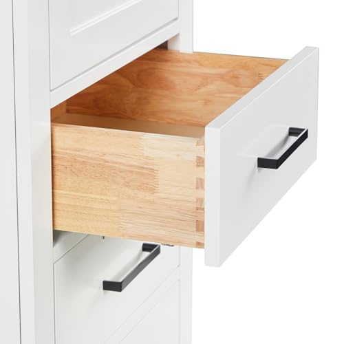 ARIEL Bathroom Storage Cabinet - Solid Hevea Wood and Fully Assembled for Long-Lasting Durability and Sophisticated Finish - color: White, style: Hepburn