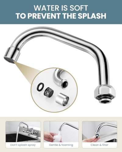 G3/4" Female Thread - 6" Commercial Faucet Swivel Spout Replacement: iVIGA Add-on Swing Nozzle - Chrome Polished - for G3/4" Male Thread Faucets Only - 1.8gpm/2.2gpm Aerator - size: 6 Inch