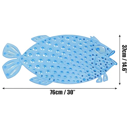 Bath Mat for Tub Non Slip – PVC Cute Bubble Fish Anti-Slip Safety ShowerTub, Massage Pad with Drain Holes Strong Suction Cups, Machine Washable, BPA-Free Bathroom Essentials