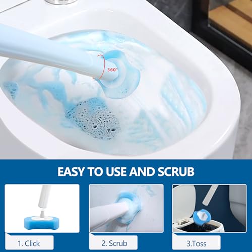 144 Count Disposable Toilet Brush Refills Compatible with Most Wands, Toilet Bowl Wand Refills-Blue Disposable Sponge Refill Heads Prefilled Cleaning Fluid for Bathroom Toilet Cleaning. - color: 144 Bluetoilet Brush Refills
