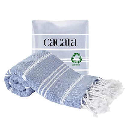 Cacala 100% Turkish Cotton Kitchen Tea Towels, Highly Absorbent Luxury Soft Quick Drying Dish Towel with Hanging Loop for Gym, Yoga, Bath, Sports, Cleaning and Kitchen (23 x 36), Grey Blue - color: Grey Blue