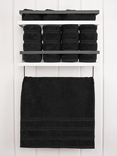 American Soft Linen 100% Cotton Luxury Turkish Towels, 4 PC Hand Towel Set | Soft Absorbent Quick Dry OEKO Tex Standard 100 Certificated Durable Machine Washable Premium Hotel Quality - color: Black, size: 16"x28"
