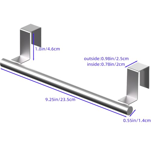 Cabinet Door Towel Bar, Kitchen Towel Holder, Silver, Single | Extended Anti-Slip Arm, EVA Scratch Guard Pads, No-Drill Install, Stainless Steel Dish Towel Holder, Kitchen Towel Rack - color: Brushed Finish - 1 Pack