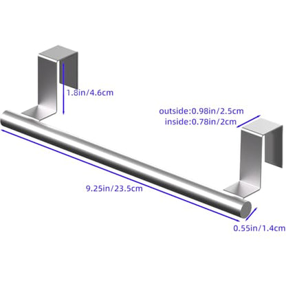 Cabinet Door Towel Bar, Kitchen Towel Holder, Silver, Single | Extended Anti-Slip Arm, EVA Scratch Guard Pads, No-Drill Install, Stainless Steel Dish Towel Holder, Kitchen Towel Rack - color: Brushed Finish - 1 Pack