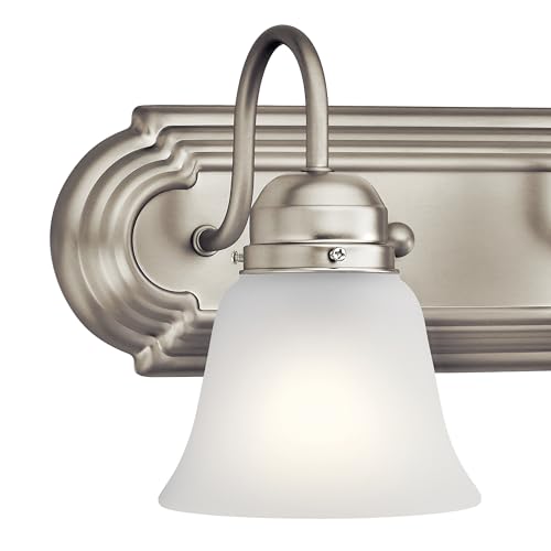 Kichler 12.25" 2-Light Vanity Bath Light in Brushed Nickel, Modern Bathroom Light with Clear Satin Etched Glass, (12.25" W x 8" H), 5336NIS - color: Brushed Nickel, size: 12.25"