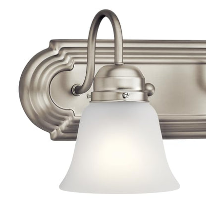 Kichler 12.25" 2-Light Vanity Bath Light in Brushed Nickel, Modern Bathroom Light with Clear Satin Etched Glass, (12.25" W x 8" H), 5336NIS - color: Brushed Nickel, size: 12.25"