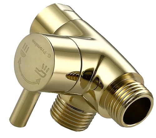 G-Promise Solid Metal 3-Way Shower Diverter Valve (Polished Gold) | Smooth Knob Switch, Spray Separately or Both, Anti-Leak, Easy to Install, Standard Connections, Universal Replacement Part - color: Polished Brass
