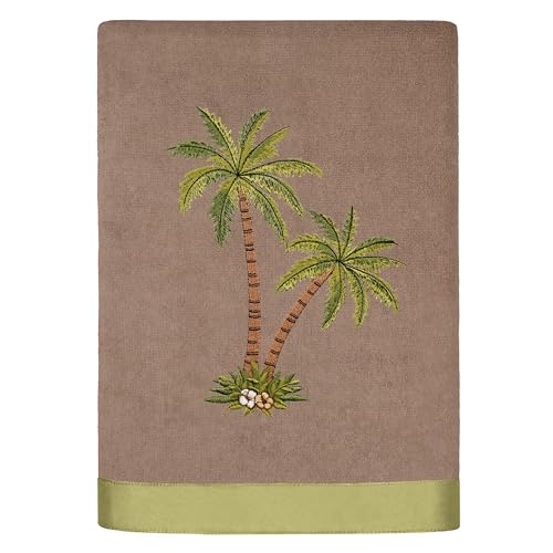 Flourish 4-Piece Premium Towel Set, Island Style Embroidery, Plush Turkish Cotton, Durable & Quick Dry, Elegant Bath Ensemble, 2 Bath 2 Hand Towels, Cocoa - color: Cocoa, size: 2 Pcs Bath 2 Pcs Hand Towel