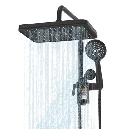 Filtered Shower Head with Handheld Spray Combo,12 inch High Pressure Rainfall Shower Head with Adjustable Slide Bar,Dual Rainfall Showerhead,Bathroom Accessories,Black