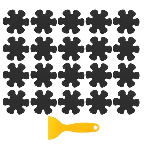 uxcell 20pcs Non-Slip Bathtub Stickers, Anti Slip Shower Stickers Showers Treads Bright Flowers Appliques with Scraper for Bath Tub Shower Stairs, Black - color: Grey