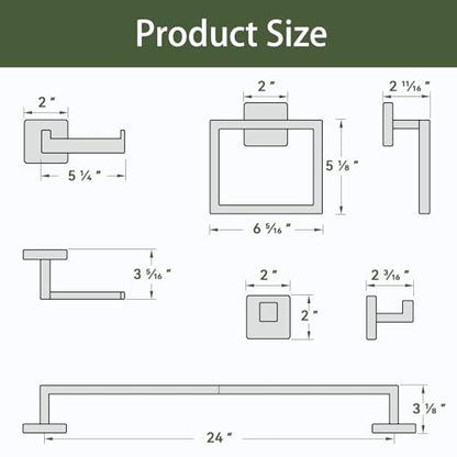 10-Pieces Matte Black Bathroom Accessories, 24 Inch Bathroom Hardware Set | SUS304 Stainless Steel Bath Towel Bar Set, Towel Racks for Bathroom Wall Mounted - size: 26 Inch (10 Pieces)