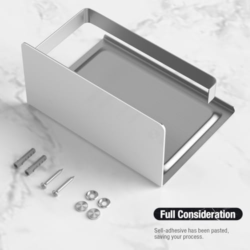HITSLAM Brushed Nickel Toilet Paper Holder with Phone Shelf, Adhesive or Screw Wall Mount Toilet Paper Roll Holder, Rustproof Stainless Steel Toilet Tissue Holder for Bathroom, Kitchen - color: Brushed Nickel