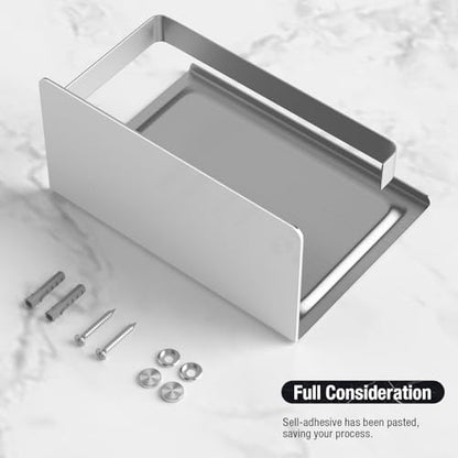 HITSLAM Brushed Nickel Toilet Paper Holder with Phone Shelf, Adhesive or Screw Wall Mount Toilet Paper Roll Holder, Rustproof Stainless Steel Toilet Tissue Holder for Bathroom, Kitchen - color: Brushed Nickel