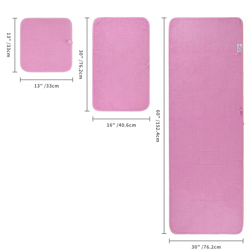 POLYTE 430 GSM Poly Blend Microfiber Quick Dry Waffle Bath Towel Set of 6 | 2-Body Towels, 2-Hand Towels, 2-Wash cloths, Oversize, Lint Free - color: Pink