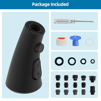 Curve Kitchen Faucet Sprayer Head Compatible with Kohler, Matte Black | NSF/ANSI/CAN 372 Certified, 14 Adapter Kit for Universal Fit Use, 3 Function Pull Down Sink Faucet Spray Head Replacement - color: Matte Black, style: Curve Design
