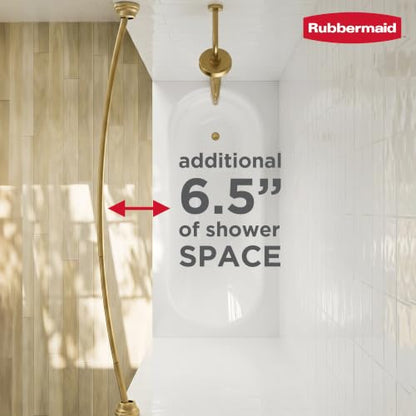 Rubbermaid Curved Shower Curtain Rod, No Drill, 50-72 Inches Adjustable Tension Shower Rod for Bathroom, Non-Slip, No Rust, Gold - color: Gold