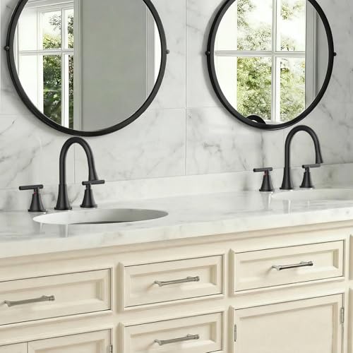 8 Inch Pull Out Sprayer Bathroom Faucet 3 Hole, Widespread 2 Handle Sink Faucet with Pop Up Drain and Supply Lines, Stainless Steel for Vanity, RV, Matte Black - color: Matte Black, size: 8 IN