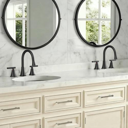 8 Inch Pull Out Sprayer Bathroom Faucet 3 Hole, Widespread 2 Handle Sink Faucet with Pop Up Drain and Supply Lines, Stainless Steel for Vanity, RV, Matte Black - color: Matte Black, size: 8 IN