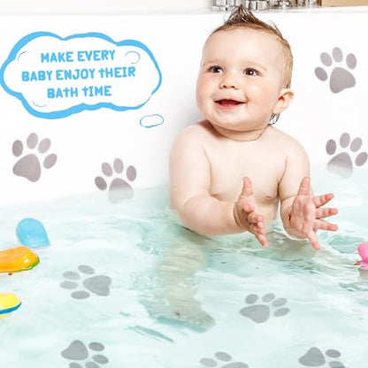 Mudder 20 Pcs Non Slip Bathtub Sticker Cute Anti Slip Shower Sticker Adhesive Black Grey Pink Paw Decal Safety Traction Grip Treads Appliques for Bathtub Pool Boat Stair Shower Floor(Gray) - color: Gray