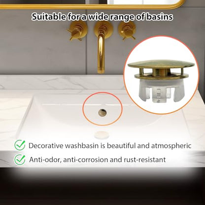 2 Pcs Sink Overflow Covers,2-Layer Sink Copper Over Flow Rings,Bathroom Basin Insert in Hole Round Caps Replacement Dual Layer Overflow Cover Rings for Sink,Bathroom,Kitchen(Gold) - color: Gold