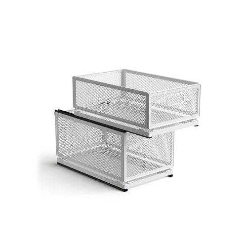 Pull Out Cabinet Organizer, Slide Out Drawers Fixed with Adhesive Nano Film, Pantry Shelves Sliding Drawer Storage Organization for Kitchen (Double Layer 15.7*9.4*14.45inch/40*24*36.7cm) - size: 15.7*9.4*14.45inch/40*24*36.7cm
