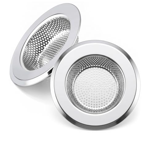 2PCS Sink Drain Strainer Set, 4.5 Inch Outer Diameter | Stainless Steel Ktchen Sink Strainer, Sink Drain Cover Filter Food Catcher Basket,Prevent Clogs and Keep Drains Clear