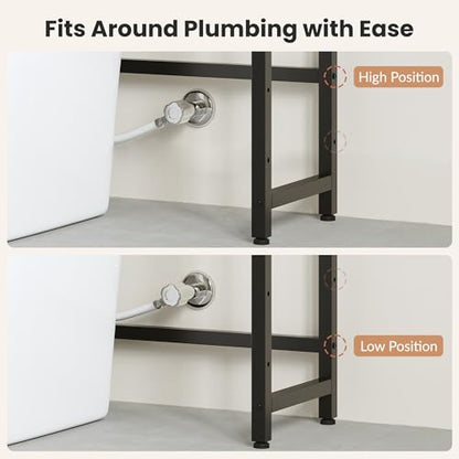 Over The Toilet Storage Shelf, 4-Tier Bathroom Organizer with Basket & Hooks, Sturdy Space Saver for Small Bathrooms, Black - color: Black