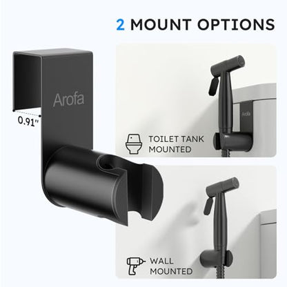 Arofa Handheld Bidet Sprayer, Bidet Attachment for Toilet, Matte Black | Adjustabel Water Pressure, Leak-Free Hose, Fits Two-Piece Toilets, Feminine/Baby/Pet Wash, Cloth Diaper Rinse, Easy Install - color: Black, size: 1 Pack