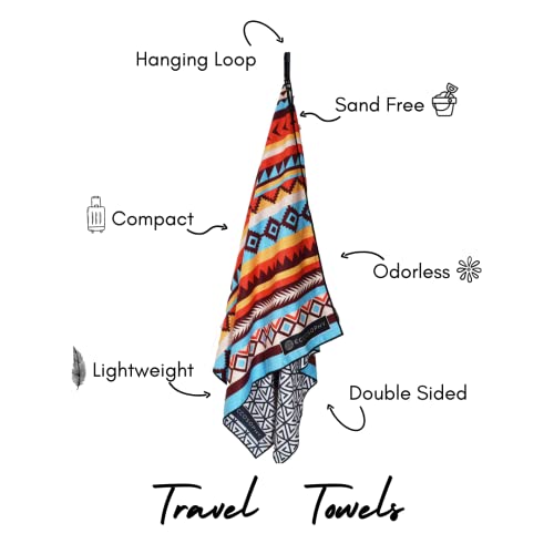 Microfiber Beach Towel - Quick Dry, Sand Free and Oversized 71x35 | Super absorbent, lightweight, swimming, gym, extra large, pool, cruise, camping, yoga, travel, compact, carry bag, vacation - color: Cancun