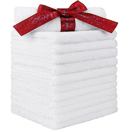 HOMEXCEL Microfiber Washcloths 12 Pack, Highly Absorbent and Soft Face Towel, Multi-Purpose White Wash Cloths for Bathroom, Hotel, Spa, Gym, and Kitchen, 12x12 Inch - color: White