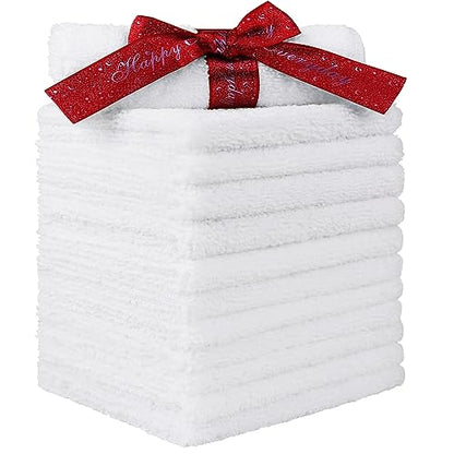 HOMEXCEL Microfiber Washcloths 12 Pack, Highly Absorbent and Soft Face Towel, Multi-Purpose White Wash Cloths for Bathroom, Hotel, Spa, Gym, and Kitchen, 12x12 Inch - color: White