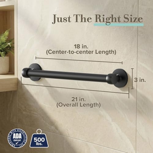 Gatco 621MX Gibson 18" L Grab Bar, Matte Black/ADA Compliant Stainless Steel Safety Grab Bar for Bathroom - color: Matte Black, size: 18''L
