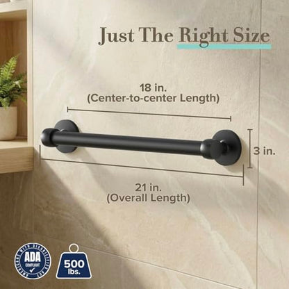 Gatco 621MX Gibson 18" L Grab Bar, Matte Black/ADA Compliant Stainless Steel Safety Grab Bar for Bathroom - color: Matte Black, size: 18''L