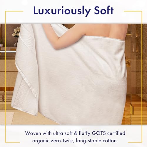 100% Organic Luxury Bath Sheets - GOTS Certified - Extra Large 35x70 Inches (Pack of 2) Zero-Twist, Long-Staple Cotton Bath Sheet Set (White) - color: White, size: 2pc Bath Sheets