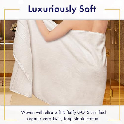 100% Organic Luxury Bath Sheets - GOTS Certified - Extra Large 35x70 Inches (Pack of 2) Zero-Twist, Long-Staple Cotton Bath Sheet Set (White) - color: White, size: 2pc Bath Sheets