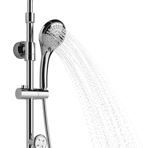 Lanikai Rain Shower Head with Handheld Spray Combo - 1028-CH-1.8GPM, Polished Chrome - 8" Rain Showerhead with Handheld Sprayer, 3 Spray Jets, 5-Function Rainfall Shower Head with Hose, 1.8 GPM - color: Polished Chrome, size: 1.8 GPM