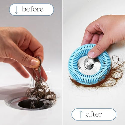 TubRing Pop-Up Drain Protector & Strainer Silicone Hair Catcher, Aqua | Easy snap-in design fits around bathtub stoppers. Customizable utility guard for clog prevention. Fits 1.85"- 2.16" drains. - color: Aqua