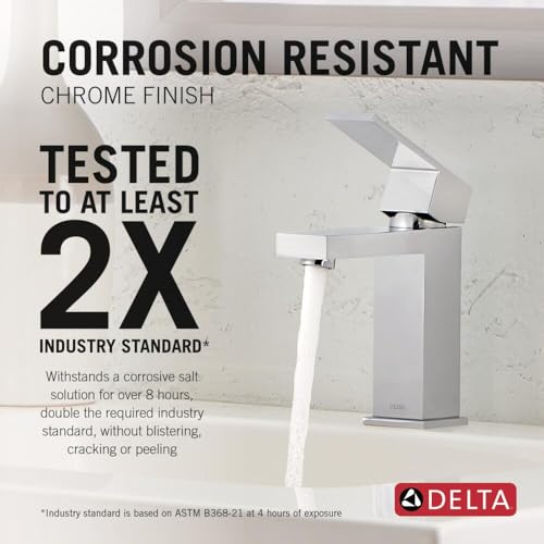 Delta Modern Matte Black Bathroom Faucet 1 Hole, Single Hole Bathroom Sink Faucet for Vanity, Metal Push-Pop Drain Assembly, Chrome 567LF-PP - color: Chrome, size: 1.2 GPM Water Flow